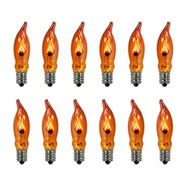 Imagem de Goothy Laranja C18 lâmpadas de corda de chama cintilante - 1 Watt/120 volts/base E12 (pacote com 12)