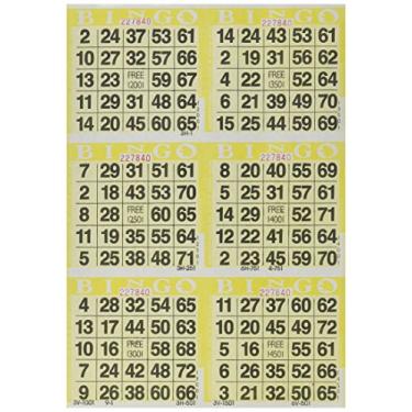Imagem de AMERICAN GAMES INC 6 em cartões de papel de bingo amarelos - 500 folhas