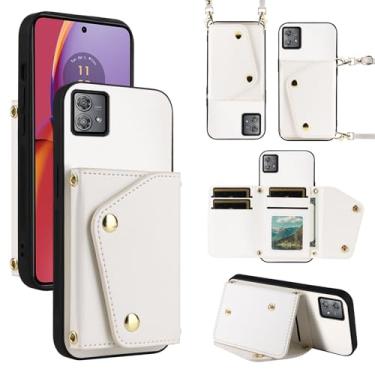 Imagem de Dibosom Capa carteira de luxo para Motorola Moto G84 5G com 5 compartimentos para cartão fina e alça de ombro, suporte de cartão de crédito de couro PU acessórios capa de celular para G 84 2023