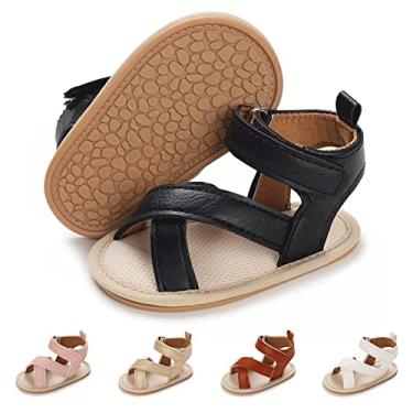 Imagem de Sapatos de verão para bebês meninos e meninas, sola de borracha, para uso ao ar livre, primeiro andador, meninas e meninos, J# preto, 12-18 Months Toddler