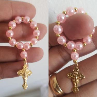 Imagem de 10 Mini Terços batismo crisma ,eucaristia ou casamento - 10 unidades -