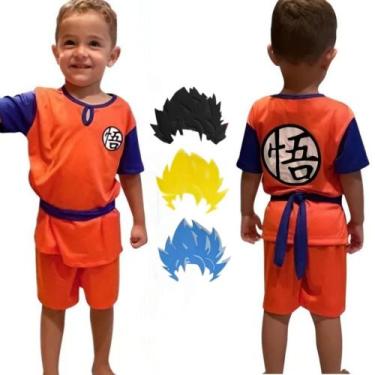 Imagem de Fantasia Infantil Roupa Goku Com três cabelos de E V A - SGB MODAS VAR