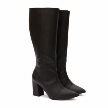 Imagem de Bota Feminina Talita Casual Cano Longo Bico Fino Salto Grosso Not-me, 