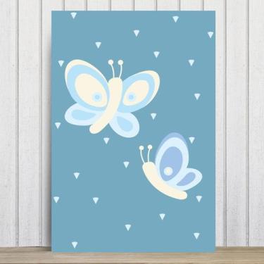 Imagem de Placa Decorativa Infantil Coruja Baby Azul Borboletas 20x30 - Quartinh