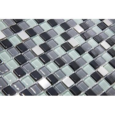 Imagem de Pastilha de Vidro 30x30 com Pedras Naturais e Metais Cristal Fit - Tro