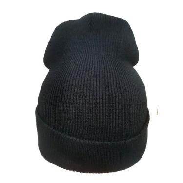 Imagem de Touca Gorro Beanie Inverno Unissex lisa preto Proteção Frio - Genérica