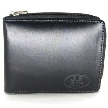 Imagem de Carteira Em Couro Masculina  Grande Ziper Com Porta Moedas Documentos 