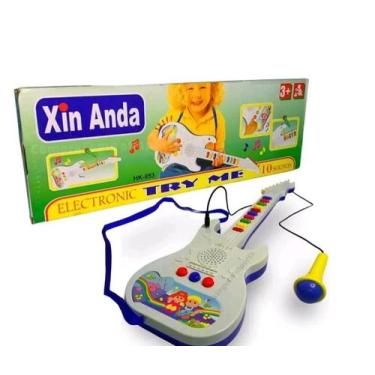 Imagem de Guitarra Musical Eletrônica Com MGicrofone Brinquedo . - toy king