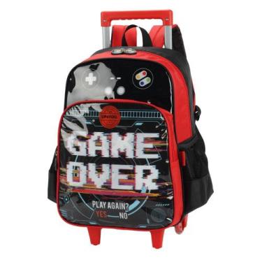 Imagem de Mochila de Rodinha Escolar Up4you Azul Vermelho Gamer Luxcel, Vermelho