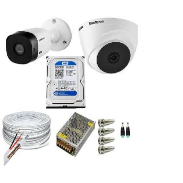 Imagem de Kit 2 Câmeras Segurança VHC 1120B Hd 720 bullet Intelbras + cabos cone