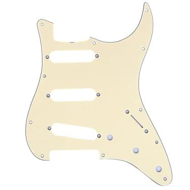Imagem de Musiclily Pro 11 Furos Estilo Vintage Escudo SSS Pickguard Strato para Guitarra Americanaa Stratocaster 62, 3 Camadas Creme