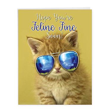 Imagem de The Best Card Company - Cartão Jumbo Get Well Pussycat 21 x 28 cm com envelope (1 pacote) grande Jumbo Kool Kitties - Cat J6891AGWG