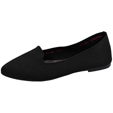Imagem de Sapatilha de balé feminina Cleo-Sherlock com design de malha Skechers, Black/Black, 8.5 M US
