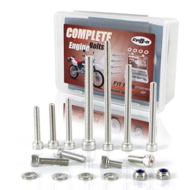 Imagem de CYCBOLT Conjunto de parafusos de motor de cabeça de meia 114 peças adequado para XR250R 1984-1995 XR250L acessórios de fixação de bicicleta suja off-road kits de parafusos de aço inoxidável para tampa