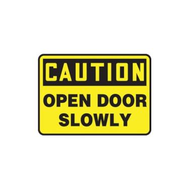 Imagem de Accuform Placa de segurança "Caution Open Door Slowly", Aluma-Lite™, 25,4 x 35,5 cm (MABR607XL)