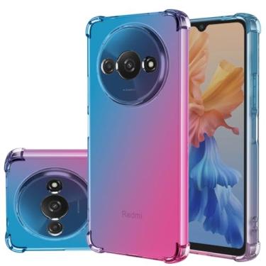 Imagem de Gufuwo Capa para Redmi A3, Capa Poco C61/Redmi A3X Capa fofa para meninas e mulheres, capa protetora à prova de choque de TPU macio antiarranhões gradiente para Xiaomi Redmi A3 azul/rosa
