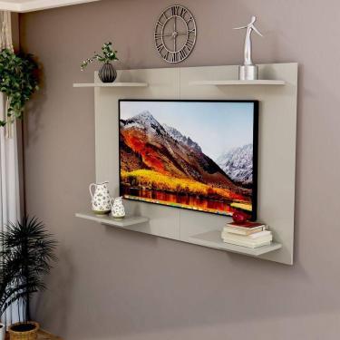 Imagem de Painel De TV Até 50 Pol Amanda Minimalista Com Prateleira MDF Off White