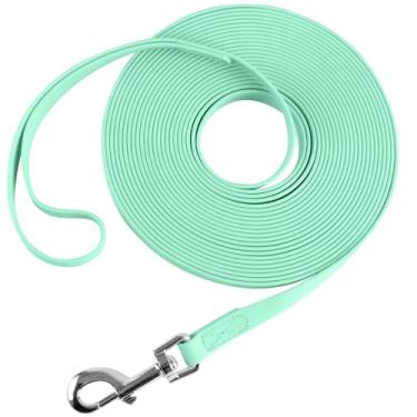 Imagem de Coleira longa à prova d'água durável para treinamento de cães ótima para caminhadas ao ar livre, treinamento, quintal, praia e natação (verde claro, 4,6 m)