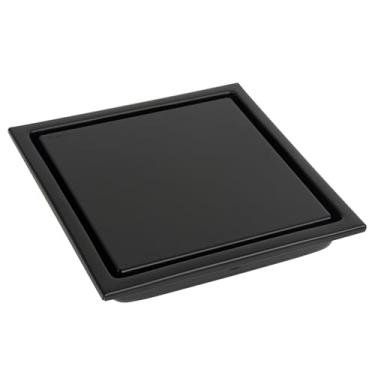 Imagem de Heaorld Ralo de Chuveiro Quadrado, Kit de Ralo de Piso de Chuveiro de 6" com Grelha de Inserção de Ladrilho Reversível 2 Em 1 e Coletor de Cabelo, Aço Inoxidável Sus 304, Preto Fosco