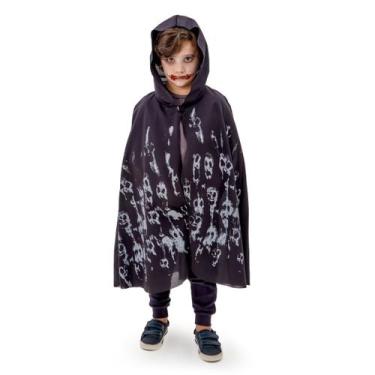 Imagem de Fantasia Infantil Túnica Fantasma Caveira Carnaval e Halloween - Mazzi