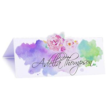 Imagem de Summer-Ray 48 Cartões de casamento com design floral aquarela, cartões de assento/cartões de acompanhantes