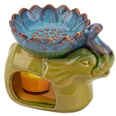 Imagem de CAIRIAC Queimador de óleo essencial, difusor de aroma, cera, cera, derretimento, castiçal, aquecedor de fragrância, óleo queimador de vela, suporte de vela para casa, quarto, presente de elefante