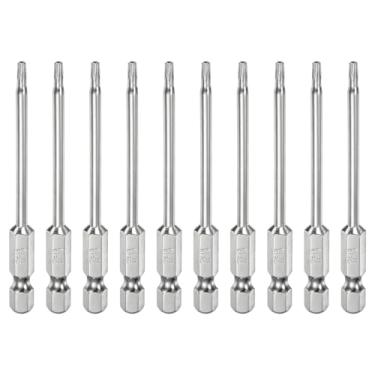 Imagem de HARFINGTON 10 peças T9 Bit Torx de segurança 1/10.2 cm haste sextavada 7,6 cm de comprimento S2 aço magnético resistente à adulteração, chave de fenda Torx cabeça Torx com furo para brocas de chave de