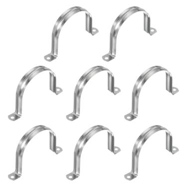 Imagem de PATIKIL Correia de tubo rígido de 3-1/7" (80 mm), 8 peças braçadeira de conduíte de aço inoxidável 304 2 furos U suporte braçadeira de tubo cinta de tubo para fixação de fio de cabo de tubo