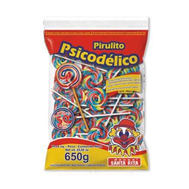 Imagem de Pirulito Psicodélico Tutti-Frutti 650g - Santa Rita Pacote 50 Unidades