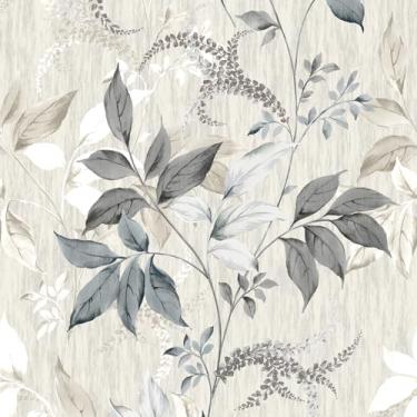 Imagem de Papel de parede de folha bege cinza papel de parede floral descasque e cole removível folha de oliveira vinil folhas de contato autoadesivo papel de contato capas de balcão armário armário quarto
