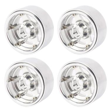 Imagem de 4PCS RC Carro Rodas Aro Metal Roda Hubs Liga de Alumínio Leve Beadlock Roda Jantes para 1/10 Escala RC Crawler SCX10 Carro Com 12mm Hex Hub (SILVER)