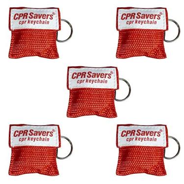 Imagem de CPR Savers & First Aid Supply CPR Face Shield Kit de chaveiro para treinamento e resgate de RCP (5, vermelho)