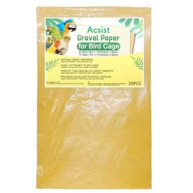 Imagem de Acsist 20 peças de papel de cascalho para gaiola de pássaros, 40,6 x 25,4 cm, papel de areia do mar cortável, lixa de cálcio para pássaros de bico duro, forros de gaiola de pássaros para papagaios,