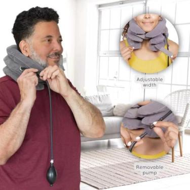 Imagem de Colar Cervical Inflável Alívio Ortopédico Dores Marrom - Yeet