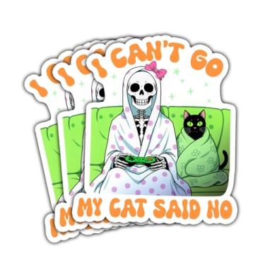 Imagem de Adesivo I Can't Go My Cat Said No (3 peças) - Adesivo engraçado esqueleto gato meme humor sarcástico adesivos de vinil à prova d'água para laptop garrafa de água copo capa de telefone chapéu capacete