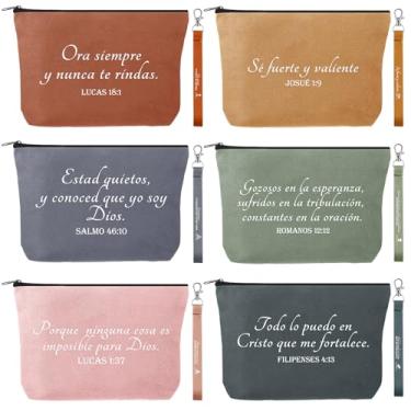 Imagem de Huhumy 12 peças presente cristão dia dos pais bolsa de maquiagem religiosa versículo bíblico chaveiro para mulheres homens igreja enfermeira, Cores brilhantes