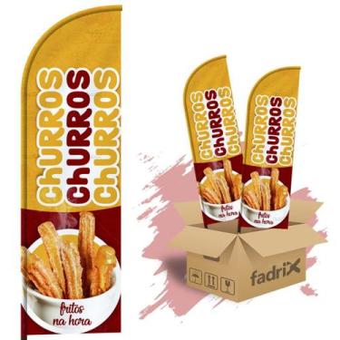 Imagem de Wind Banner Dupla Face 3mt Completo Churros Kit C/ 2unds - Fadrix