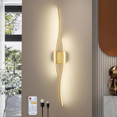 Imagem de Lâmpada de parede LED recarregável por USB com controle remoto arandela de parede interna regulável sem fio magnética operada por bateria com função de temporizador, iluminação de parede, design de