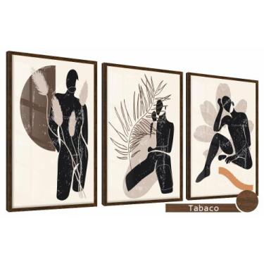 Imagem de Quadros Decorativos Kit 3 Moldura e Vidro Persona Relva - Belo Quadro,