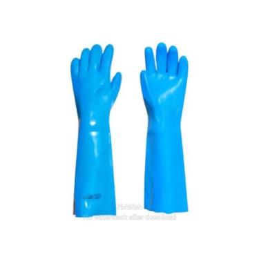 Imagem de Luva palma lisa 45 cm azul pvc flexivel ca 34592 plastcor