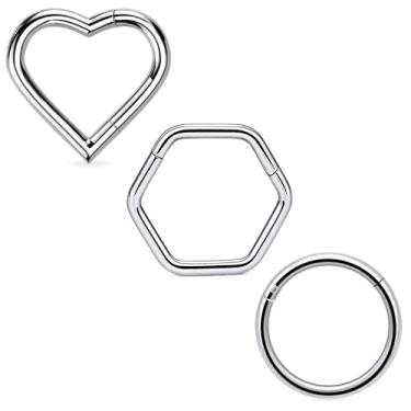 Imagem de Ruifan 20G 18G 16G Anéis de nariz de titânio para mulheres círculo de coração estrela clicker anel de nariz articulado septo lábio hélice cartilagem argola brinco daith torre concha corpo piercing