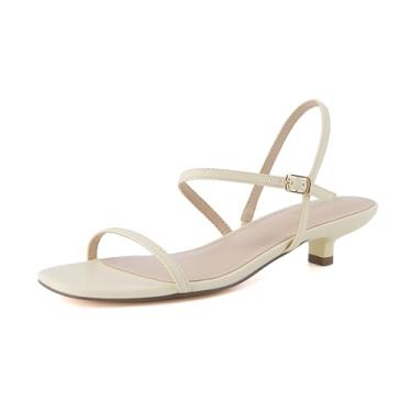 Imagem de CUSHIONAIRE Soprano Sandália feminina de salto gatinho com tira no tornozelo – Sandália social minimalista com espuma viscoelástica e silhueta de tiras, Manteiga, 38