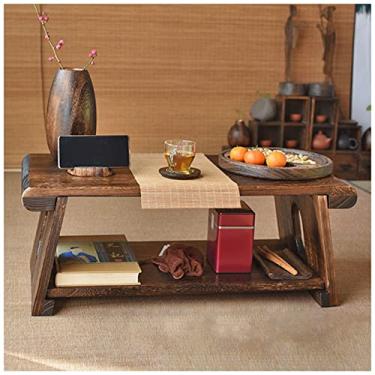 Imagem de Mesa de chá para chão, mesa de tatami para computador portátil, mesa baixa multifuncional, mini móveis de piquenique portáteis para pequeno-almoço, bandeja para server, escrita para jogos (castanho 70