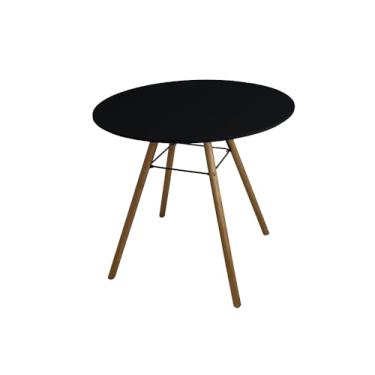 Imagem de Mesa de Jantar Nina Redonda Mdf Sala Cozinha Moderna (Preto, 80)