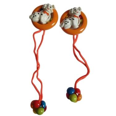 Imagem de 2 Pares Maria chiquinha Xuxa de cabelo Infantil Cachorrinho Fashion laranja