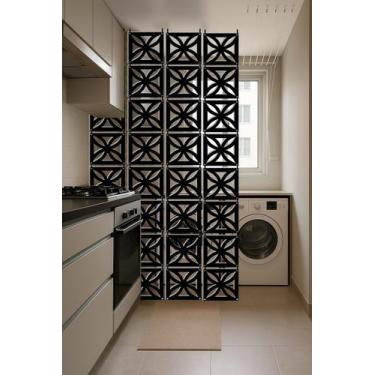 Imagem de Kit 24 decorativo de MDF na cor preta divisória de ambiente painel coz