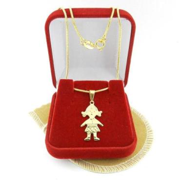 Imagem de Corrente Feminina 40Cm 1Mm Menina Folheado Ouro Cr728 - Wnbijouterias
