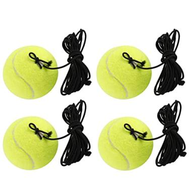Imagem de Bolas de substituição duráveis para treinadores de tênis com corda para iniciantes, equipamento de treinamento de treinamento, amarelo, 4 peças