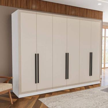 Imagem de Guarda-Roupa Casal Valência 6 Portas 4 Gavetas Branco/Creme - Politorno