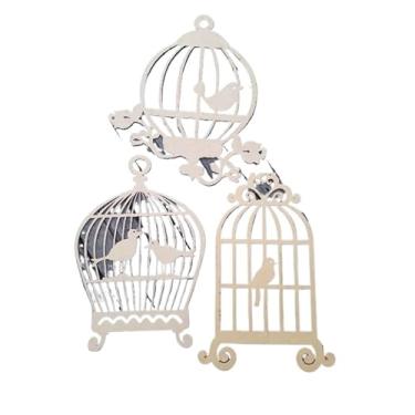 Imagem de Gaiolas Decorativas 60cm Kit 3 Gaiolas Em Mdf Cru